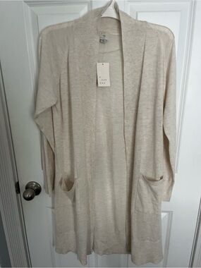 Light Cream Open-Front Women’s Cardigan Sweater